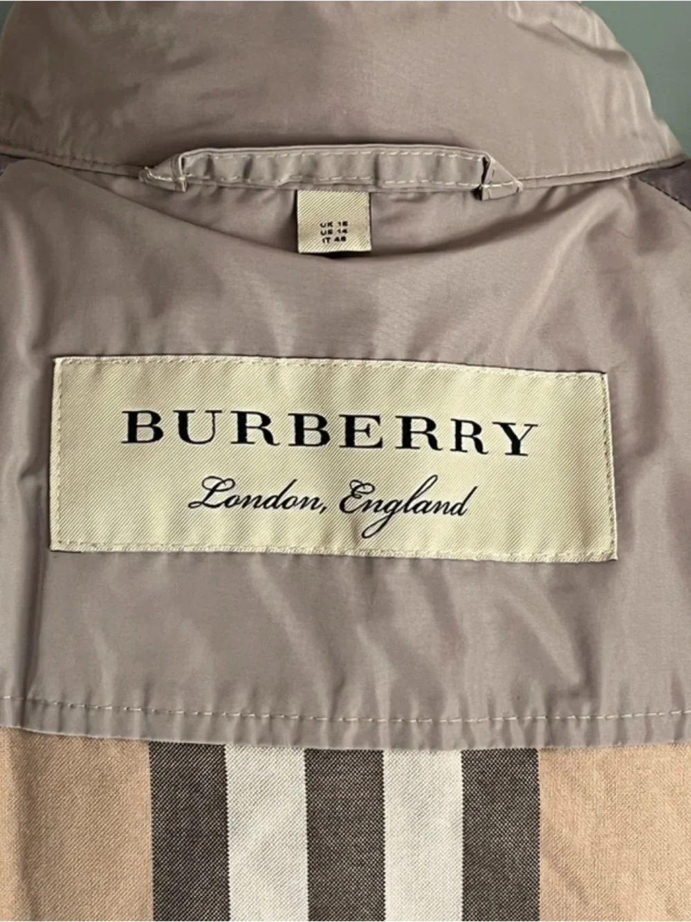 Burberry Taupe Double-Breasted Hooded Trench Coat - Picture 7 of 16